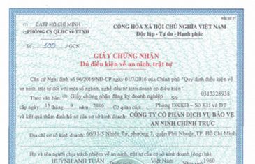 Thủ tục cấp Giấy chứng nhận đủ điều kiện về an ninh và trật tự cho kinh doanh dịch vụ bảo vệ 16 giay chung nhan an ninh trat tu