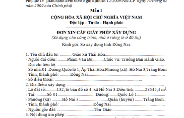 Thủ tục xin cấp Giấy phép xây dựng nhà ở 19 mau don xin cap giay phep xay dung